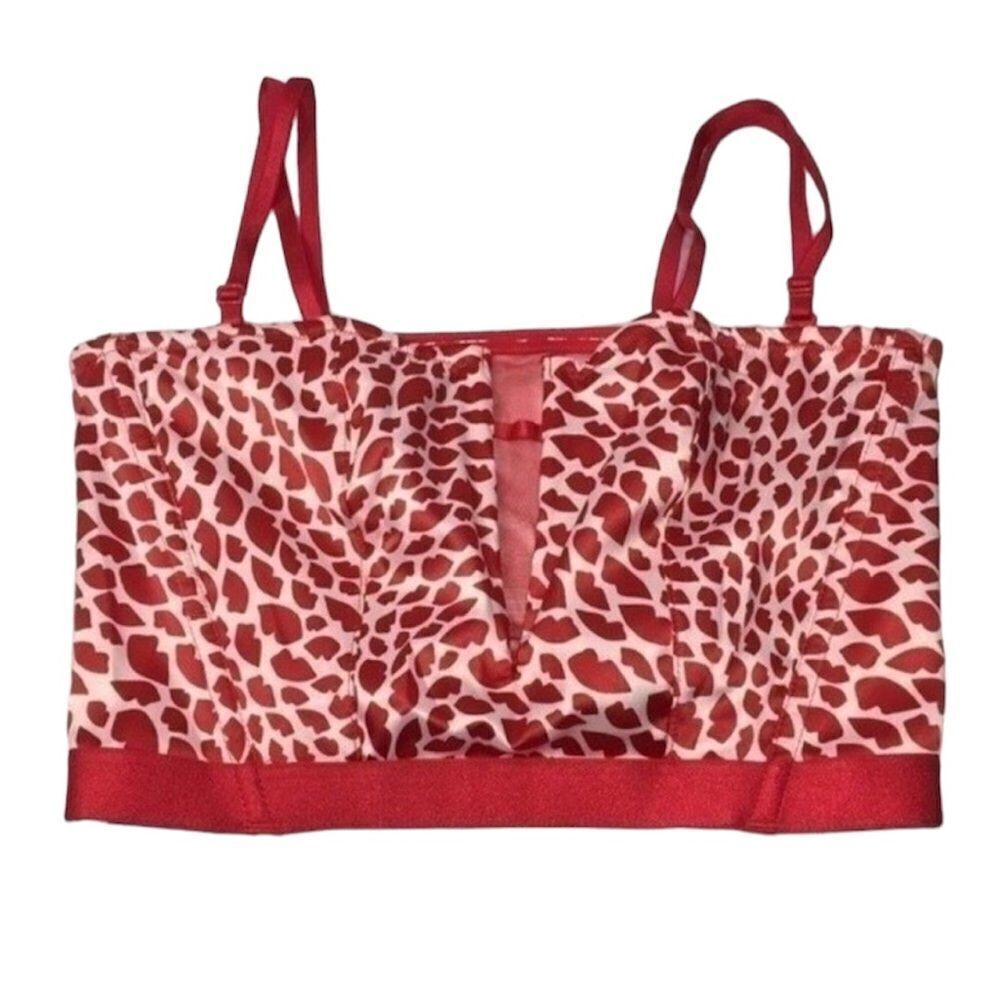 NWT VICTORIA'S SECRET VERY SEXY UNLINED RED‎ LIPS BUSTIER SMALL